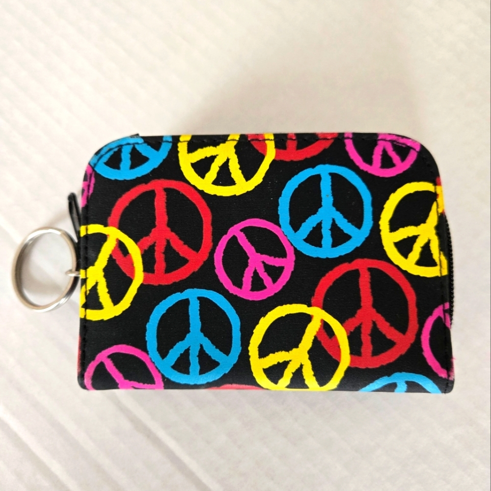 Peace Sign Hippie Bohemian Wallet Card Cards Key Fob ID Holder Approximately 5x4